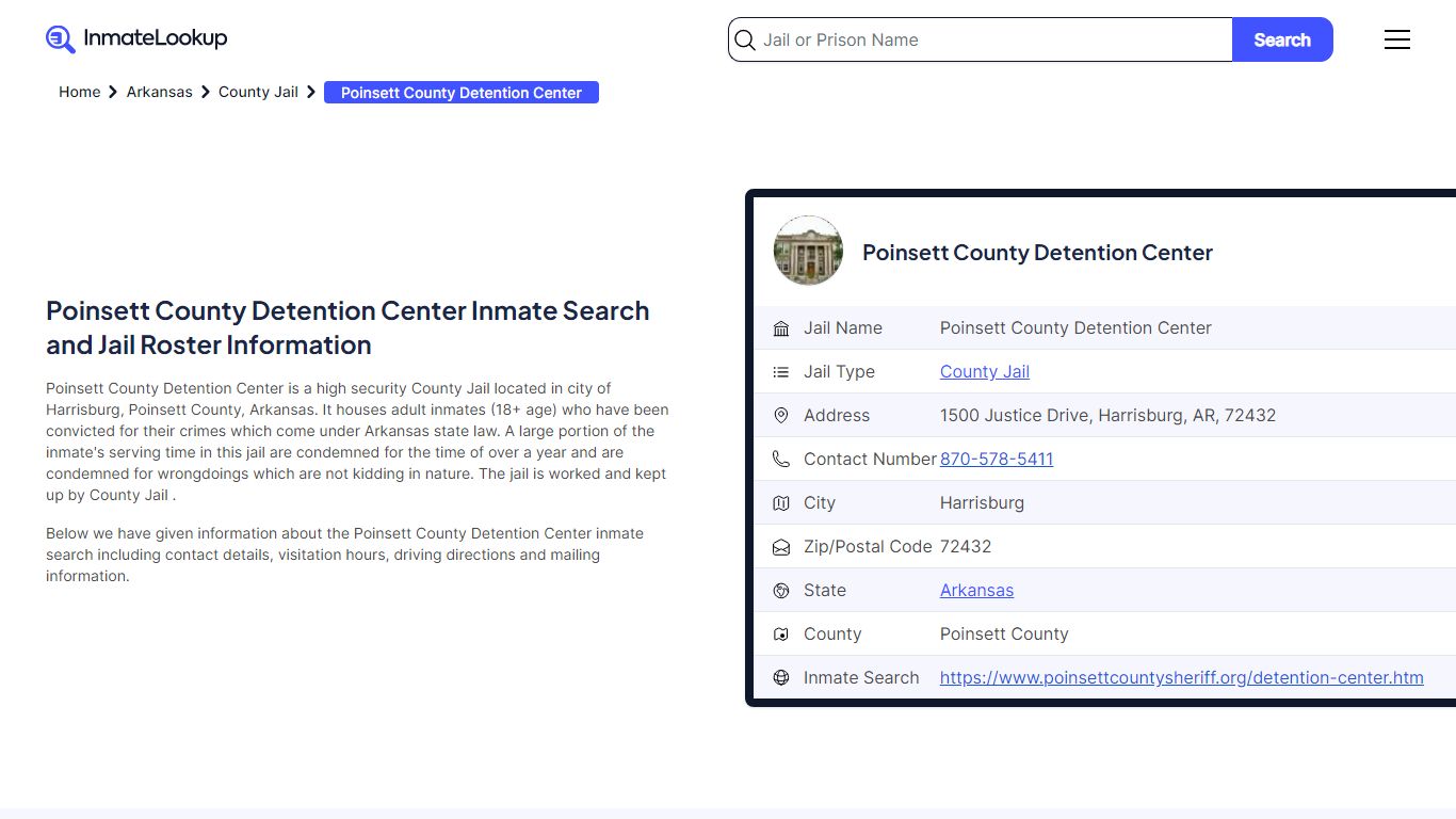 Poinsett County Detention Center Inmate Search and Jail Roster Information